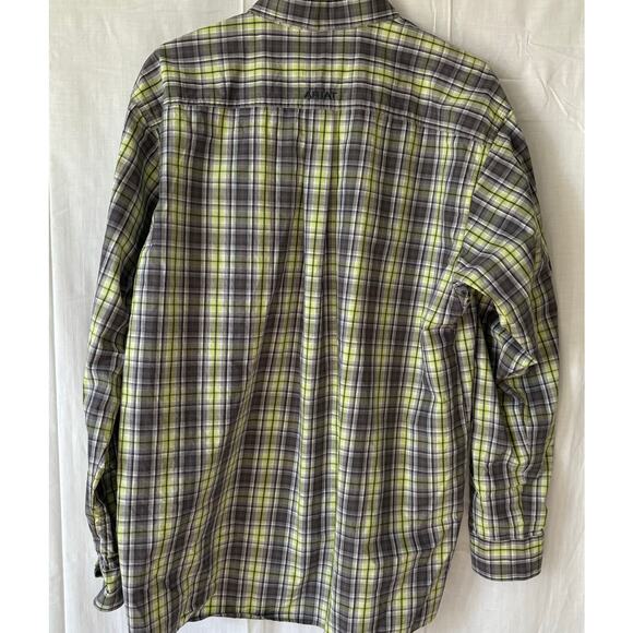 Ariat Pro Series Green Gray Plaid Long Sleeve Button Down Shirt Large - Picture 5 of 8